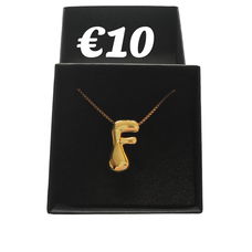 Titanium Staal 18K Goud Vergulde Bubble Letter F Ketting