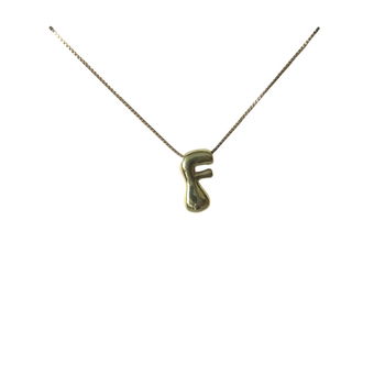 Titanium Staal 18K Goud Vergulde Bubble Letter F Ketting - 3