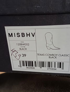 Misbhv Texas cowboy classic dames laarzen. Maat 36, 39 en 40. Zwart. Nieuw. 100% Kalfsleer. - 7