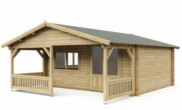 Tuinhuis-Blokhut 5x4+2: 540 x 440 x 265 (h) cm - 0