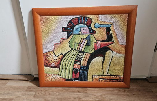 Schilderij B. Long - Azteken - 59 x 69 (op kokostegel) - 0