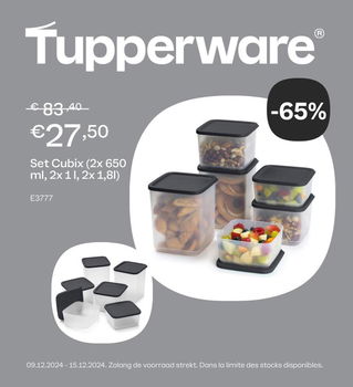 TUPPERWARE Cubix Set (6) Vierkant 650 ml - 1,3 lt - 1,8 lt - 0