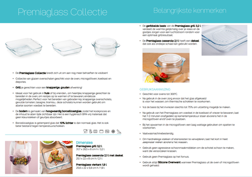 TUPPERWARE PremiaGlass PremiaGlass Braadpan Casserole met deksel 2,1 lt - 2