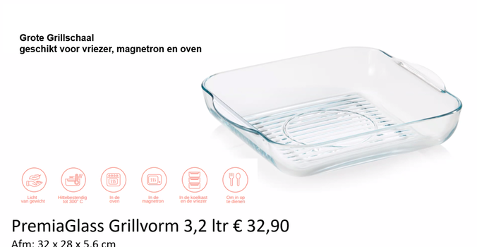 TUPPERWARE PremiaGlass Grill Schaal 3,2 lt - 0