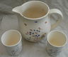 Setje Servies, Vintage, Melk / Waterkan & 2 Bekers, Porselein, Steingut Colditz, DDR, jaren'50. - 2 - Thumbnail