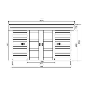 Tuinhuis-Blokhut Malmo: 3900 x 3096mm - 1