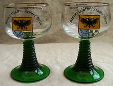 Set Wijnglazen, Merk: Kenner Wein, Weinort Kenn a.d. Mosel, afm.: 11x6,5cm, 1970s, 2 stuks.