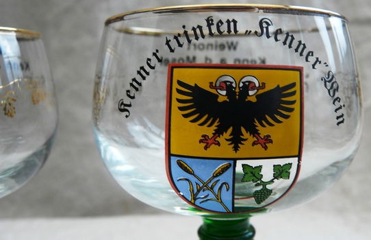 Set Wijnglazen, Merk: Kenner Wein, Weinort Kenn a.d. Mosel, afm.: 11x6,5cm, 1970s, 2 stuks. - 2