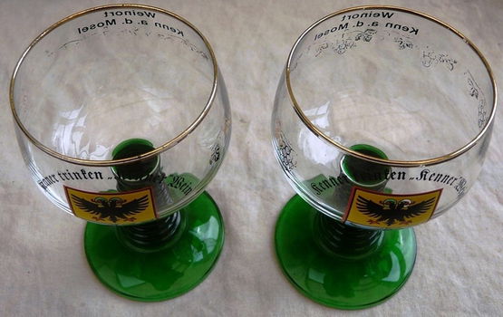 Set Wijnglazen, Merk: Kenner Wein, Weinort Kenn a.d. Mosel, afm.: 11x6,5cm, 1970s, 2 stuks. - 4