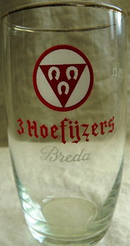 Bierglas, Vintage, Merk: 3 (Drie) Hoefijzers - Breda, Inhoud: 0,25L, 1 stuks, 1960s. - 2