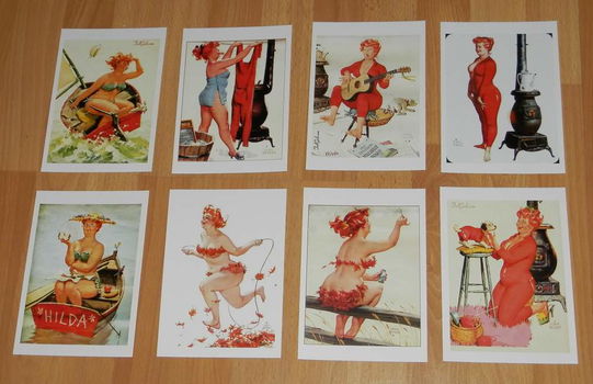 8 Hilda pin-up kaarten - set D - 0