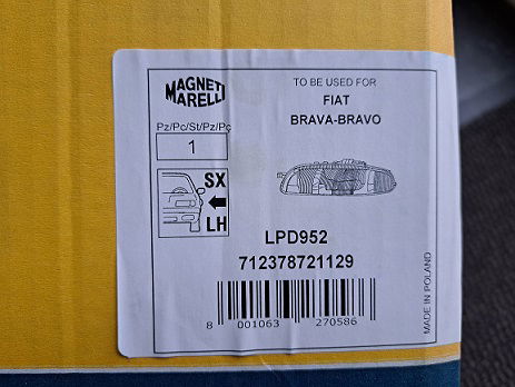 Fiat Brava Bravo Hatchback (182) Koplamp Magneti Marelli LPD952 712378721129 Links - 4