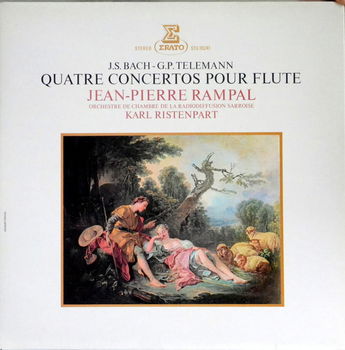 LP - Bach * Telemann - Quatre Concertos pour flute - Jean-Pierre Rampal - 0