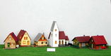 5 Huisjes, 1 kerk HO/H0 [NX23] - 0 - Thumbnail