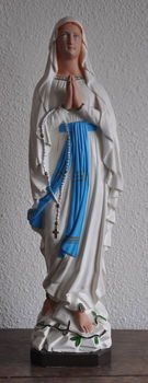 Beeld Maria (Lourdes) met rozenkrans wit 37cm - 0