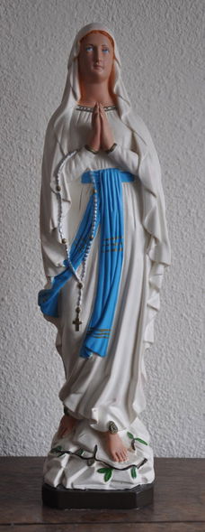 Beeld Maria (Lourdes) met rozenkrans wit 37cm