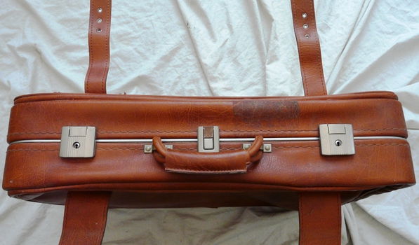 Reiskoffer Vintage / Retro, Leder, afm.; 64x40x15cm, 1960s. - 6