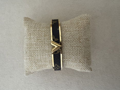 Gouden bruine klaver v bangle armband 18k verguld waterproof - 0