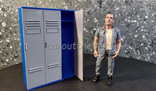 Locker 3 doors 1:18 blauw / grijze deuren Amer. diorama AD516 - 1