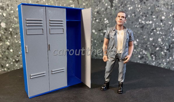 Locker 3 doors 1:18 blauw / grijze deuren Amer. diorama AD516 - 2