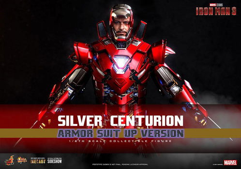 Hot Toys Iron Man 3 Silver Centurion Armor Suit Up Version Diecast MMS618D43 - 2