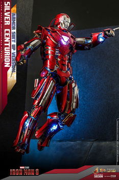 Hot Toys Iron Man 3 Silver Centurion Armor Suit Up Version Diecast MMS618D43 - 4