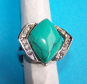 Zilveren ring met turquoise, model D, diverse maten - 0