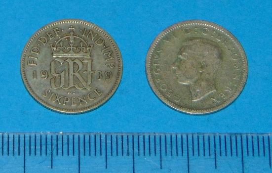 Groot-Brittannië - sixpence 1939 - zilver - 0