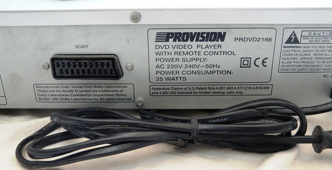 DVD Video Player, type: PRDVD2166, Merk: Provision, met Afstandsbediening. - 2