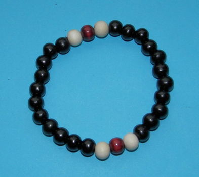 Houten pols mala of Boeddha armband, gemengd, model B - 0