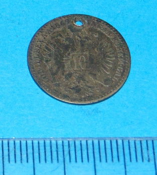 Oostenrijk - 10 kreuzer 1869 - zilver - gaatje - 0