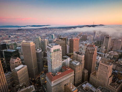 Zonsondergang over San Francisco - fotoprint - 0