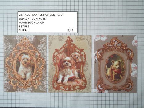 vintage plaatjes hond 839 - laatste set - eenmalig - 0