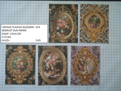 vintage plaatjes bloemen 874 - laatste set - eenmalig - 0