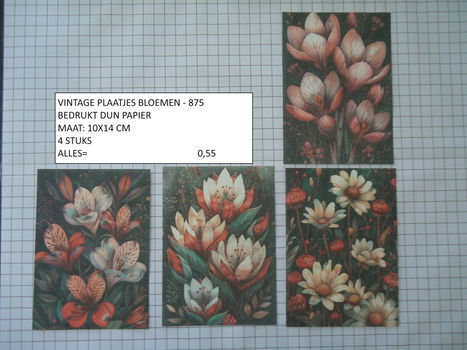 vintage plaatjes bloemen 875 - laatste set - eenmalig - 0