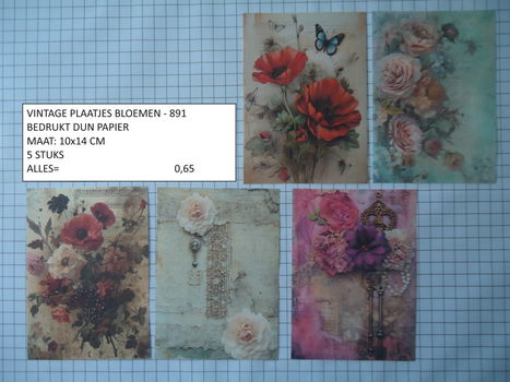 vintage plaatjes bloemen 891 - laatste set - eenmalig - 0