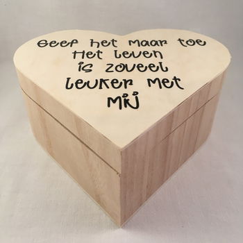 Valentijnsdag houten doos hart & quote over de liefde adv 1 - 1