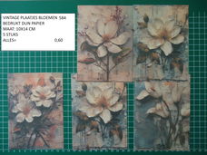 vintage plaatjes bloemen 584 - laatste set - eenmalig