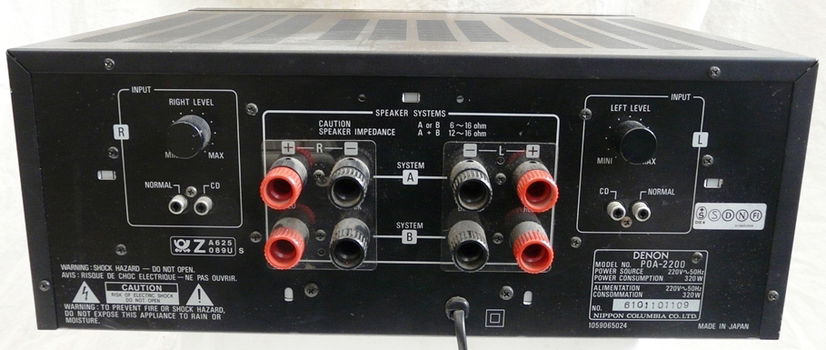 Stereo Power Amplifier, type: POA 2200, Merk: Denon, met Handleiding. - 2