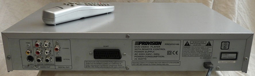 DVD Video Player, type: PRDVD2166, Merk: Provision, met Afstandsbediening. - 1