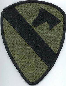 Te koop Patch USA 1e Cavalerie Division,groen,zwart