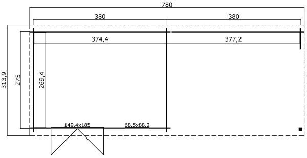 Tuinhuis-Blokhut Aida: 780 x 295 cm - 4