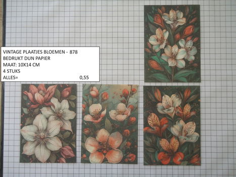 vintage plaatjes bloemen 875 - laatste set - eenmalig - 0