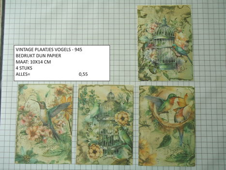 vintage plaatjes vogels 945 - laatste set - eenmalig - 0