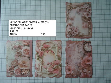 vintage plaatjes bloemen 634 - laatste set - eenmalig - 0