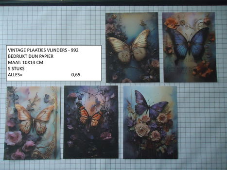 vintage plaatjes vlinders 992 - laatste set - eenmalig - 0