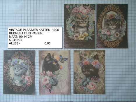 vintage plaatjes katten 1004 - laatste set - eenmalig - 0