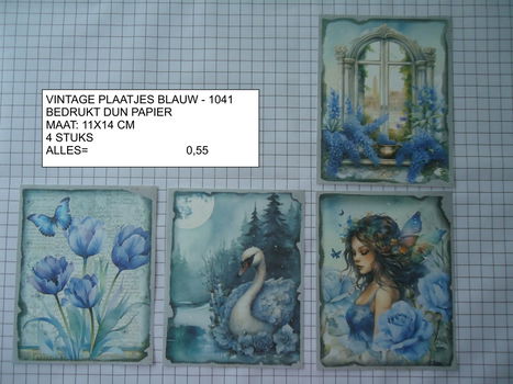 vintage plaatjes blauw 1041 - laatste set - eenmalig - 0