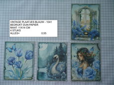 vintage plaatjes blauw 1041 - laatste set - eenmalig