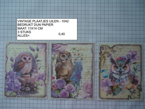 vintage plaatjes uilen 1042 - laatste set - eenmalig - 0